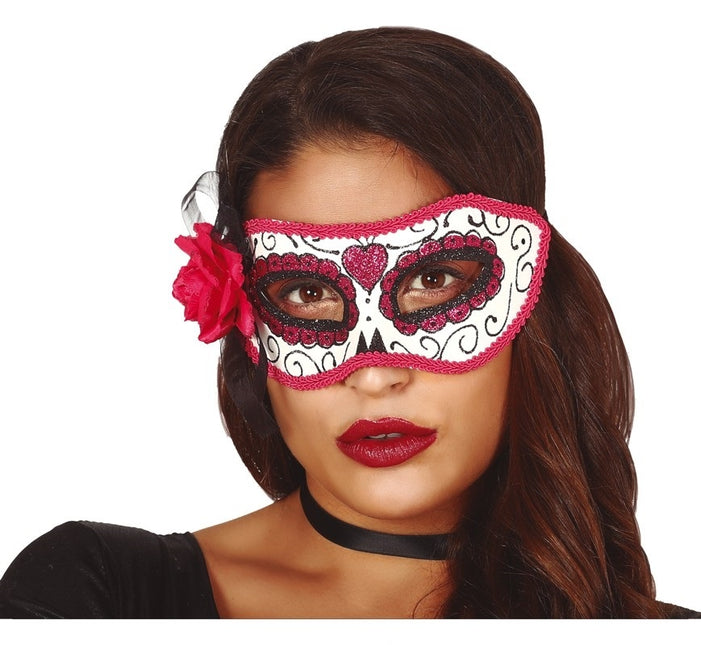 Masque d'Halloween pour le Jour des Morts Rose