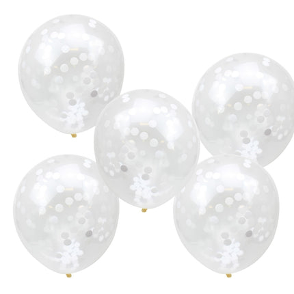 Ballons Confetti Transparents Blancs 30cm 5pcs