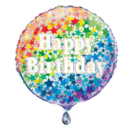 Ballon à l'hélium Happy Birthday Stars Rainbow 45cm vide