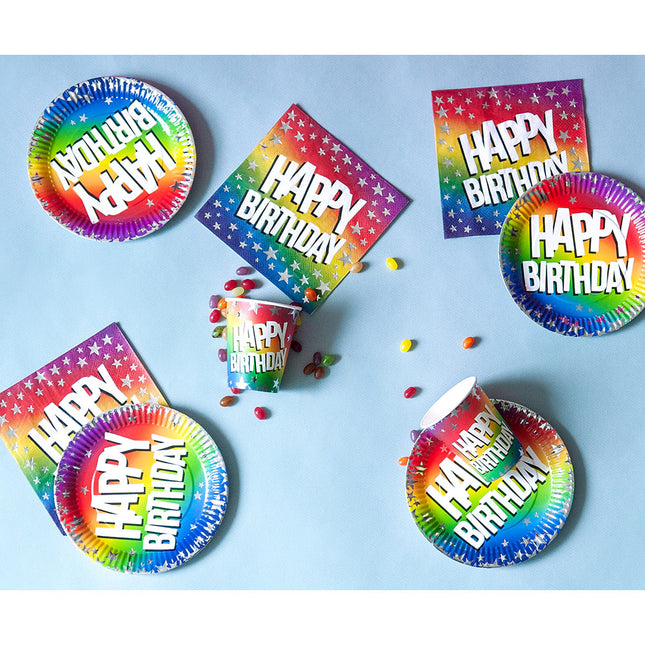 Serviettes colorées Happy Birthday 33cm 20pcs