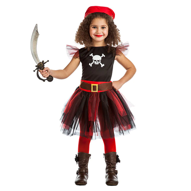 Costume de pirate Noir Rouge Fille