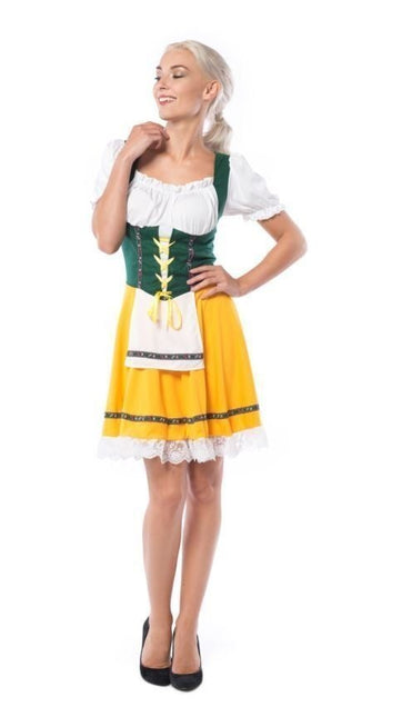 Robe Dirndl Oktoberfest Jaune Vert