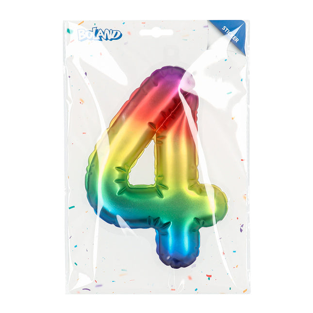 Rainbow 4 Year Stickers Foil Balloon 20cm