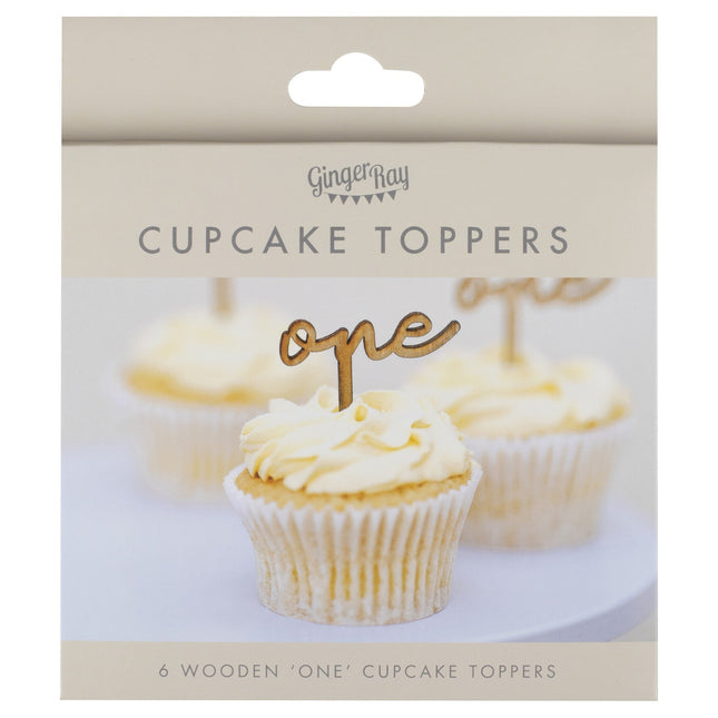 1 Year Cupcake Toppers 6pcs