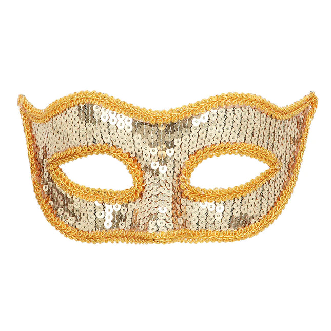 Masque d'yeux doré à paillettes