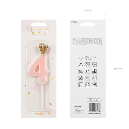 Bougie 4 ans rose clair 9,5cm