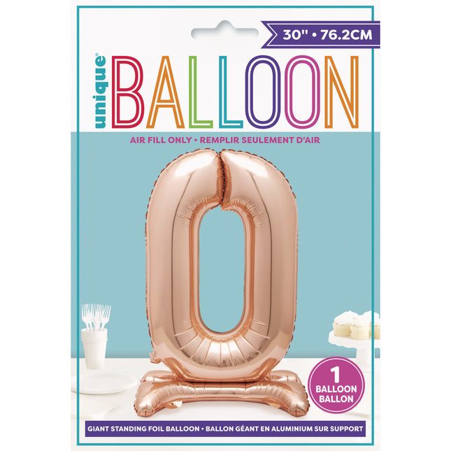 Ballon de baudruche Figure 0 Rose Gold Standard 76cm