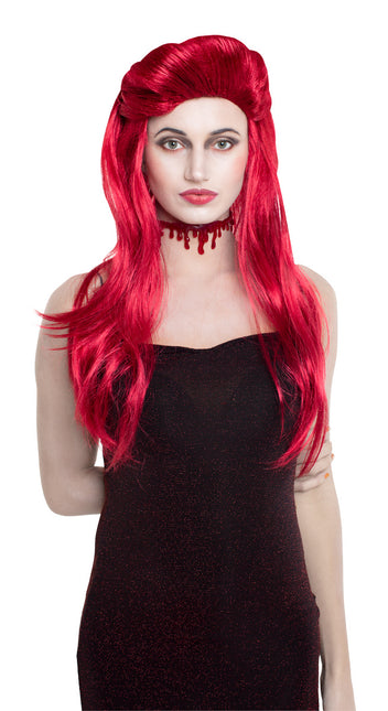 Perruque d'Halloween cheveux longs rouges