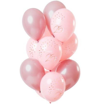 Ballons 25 ans or rose 30cm 12pcs