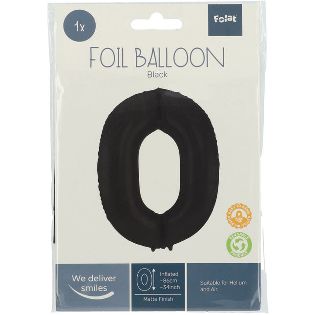 Ballon de baudruche Figure 0 Noir mat XL 86cm vide