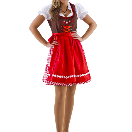 Dirndl marron-rouge/blanc à carreaux