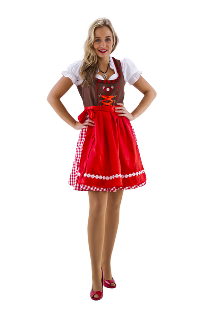 Dirndl marron-rouge/blanc à carreaux