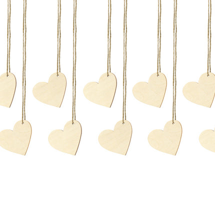 Pendentifs en forme de coeur en bois 6cm 10pcs