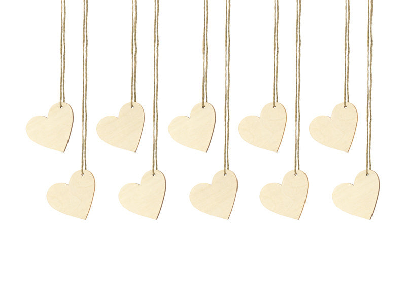 Pendentifs en forme de coeur en bois 6cm 10pcs