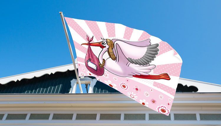 Drapeau de naissance fille 90cm