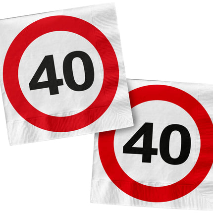 Serviettes de table 40 Years Traffic Sign Square 33cm 20pcs