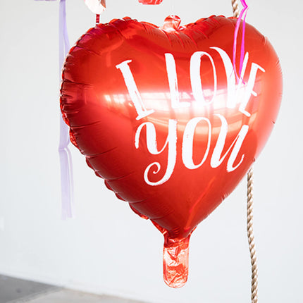 Ballon à l'hélium Coeur Je t'aime Rouge Vide 45cm