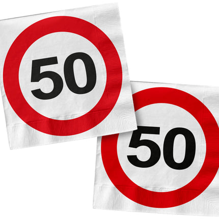 Serviettes de table 50 Years Traffic Sign Square 33cm 20pcs