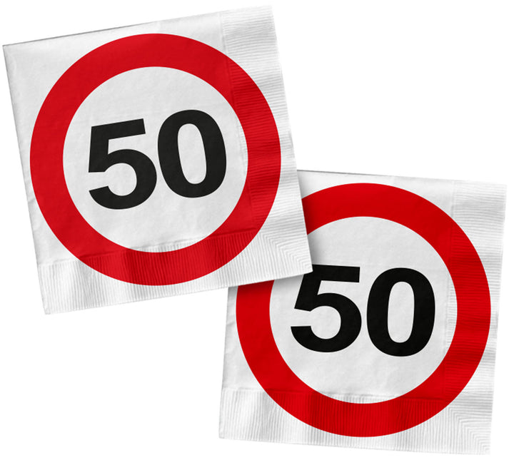 Serviettes de table 50 Years Traffic Sign Square 33cm 20pcs