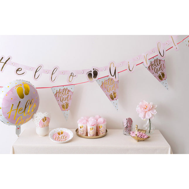 Assiettes Hello Girl en papier 23cm 10pcs