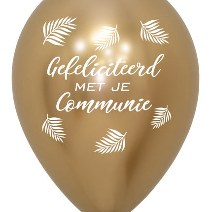 Ballons Félicitations pour ta communion Palmes Reflex Gold 30cm 25pcs