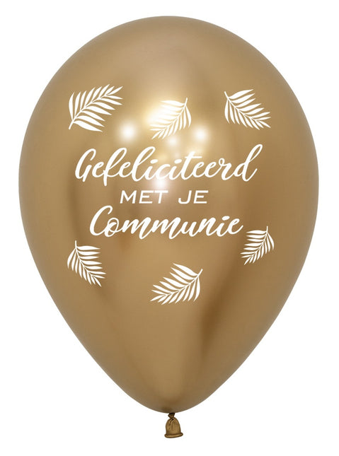 Ballons Félicitations pour ta communion Palmes Reflex Gold 30cm 25pcs