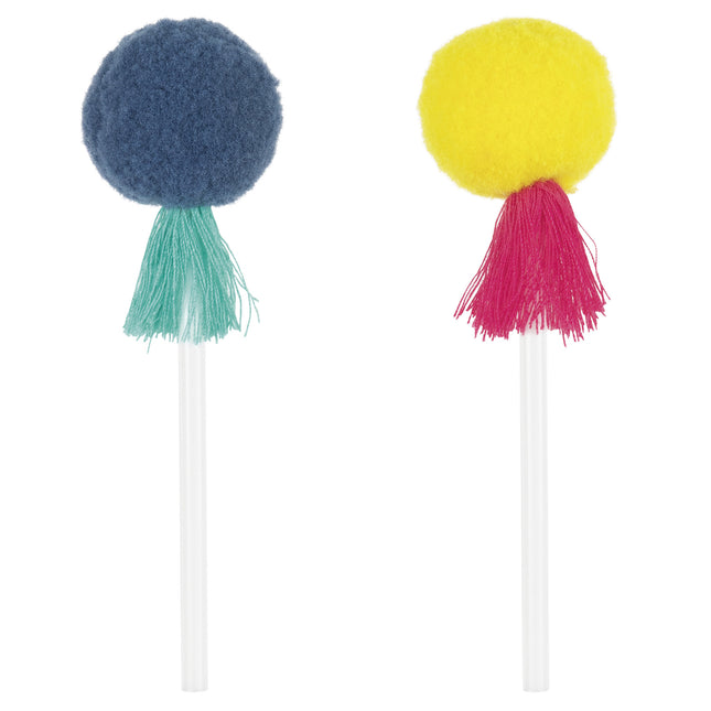 Garnitures colorées pour cupcakes Pom Pom & Tassels 8pcs