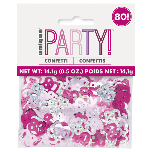 80 Years Confetti Bag Pink 14gr