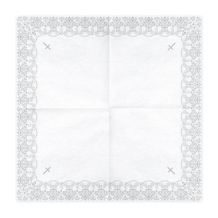 Serviettes de Communion Croix Argent 33cm 20pcs