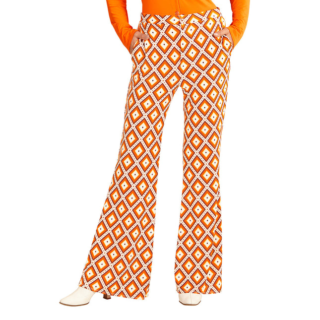 Pantalon Disco 70S Orange Ladies Plaid