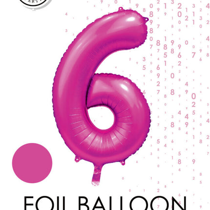 Ballon numéro Fuchsia 6 ans brillant 86cm