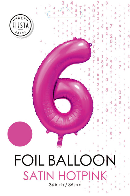 Ballon numéro Fuchsia 6 ans brillant 86cm