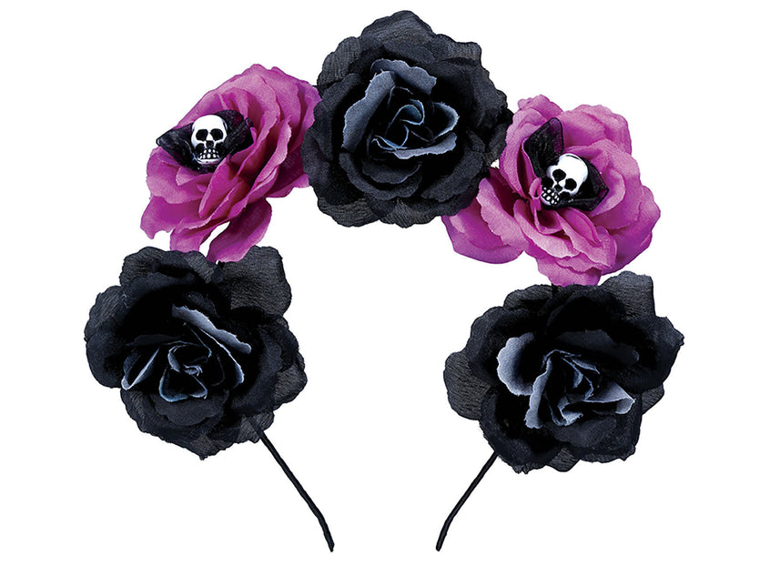 Bandeau d'Halloween noir et violet Fleurs