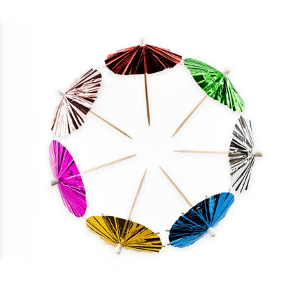 Autocollants colorés pour cocktails Parasol Long 10cm 10pcs