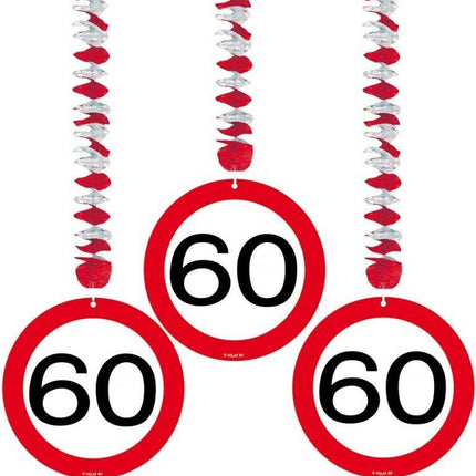 Décoration suspendue 60 Years Traffic Sign 17.5cm 3pcs