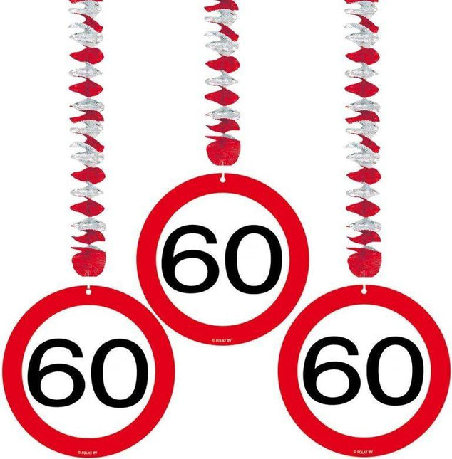 Décoration suspendue 60 Years Traffic Sign 17.5cm 3pcs