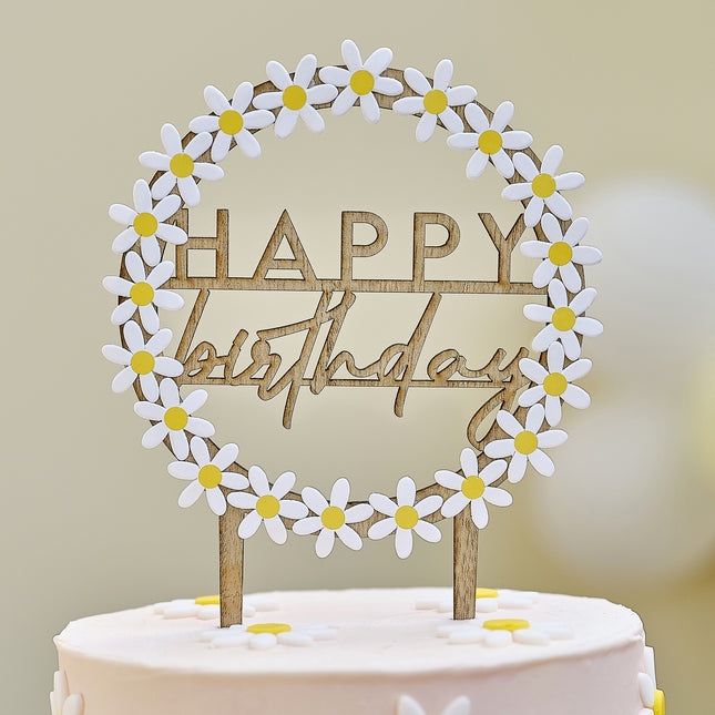 Happy Birthday Cake topper Daisies