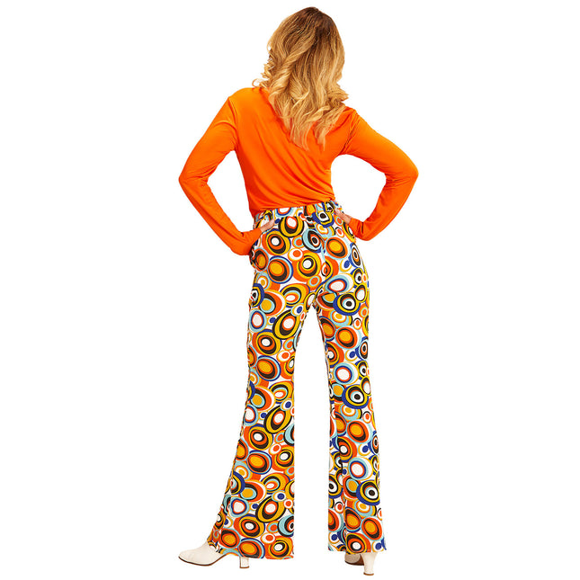 Pantalon Disco 70S Bleu Orange Dames