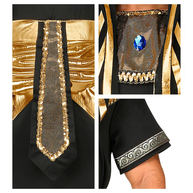 Costume de pharaon noir et or pour homme