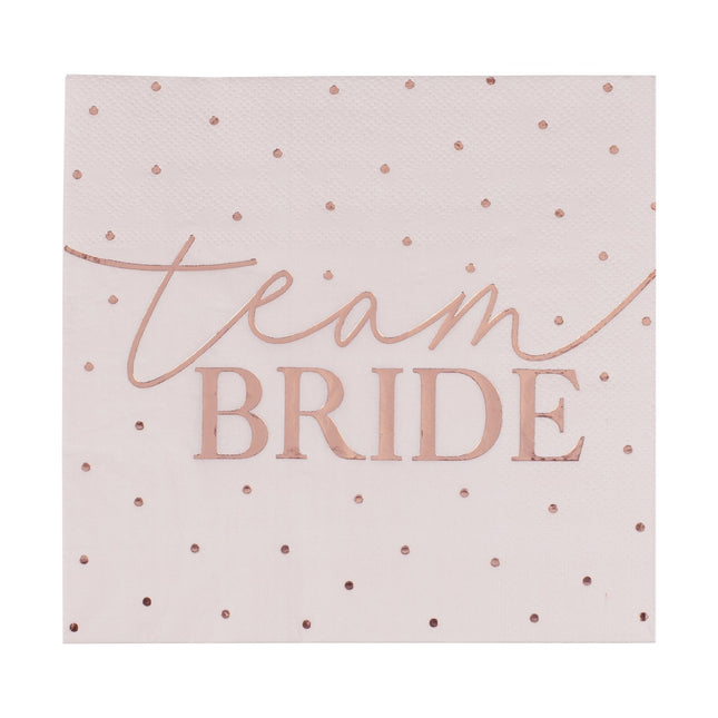 Serviettes de table or rose Team Bride 16.5cm 16pcs