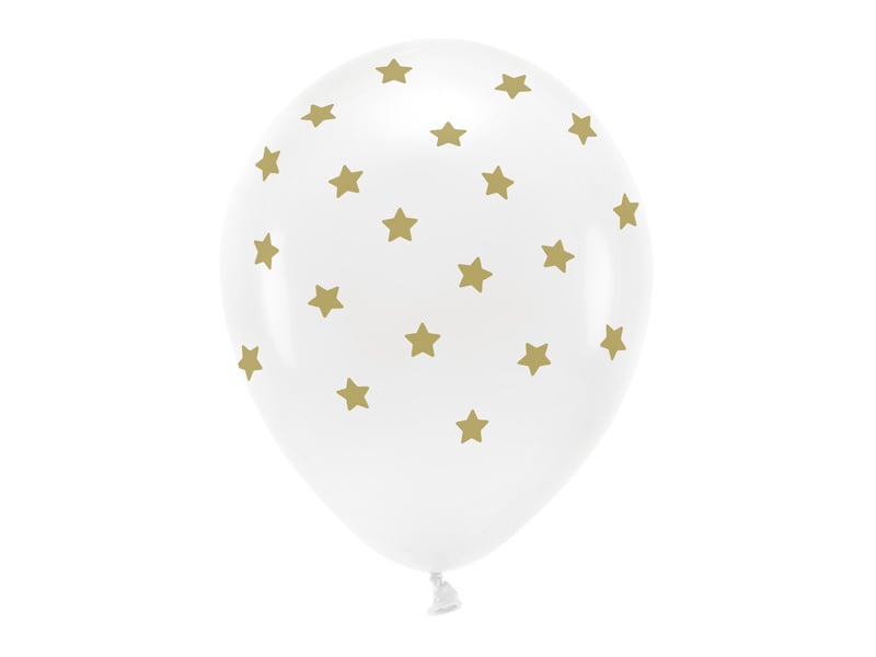 Ballons blancs Étoiles d'or 33cm 6pcs