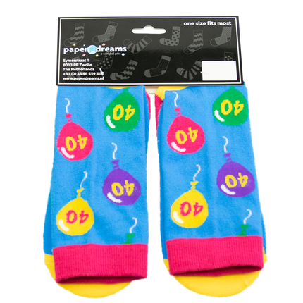 Funny Socks 40 Years Balloons 1 paire