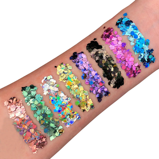 Moon Glitter Paillettes holographiques Formes vertes 3g