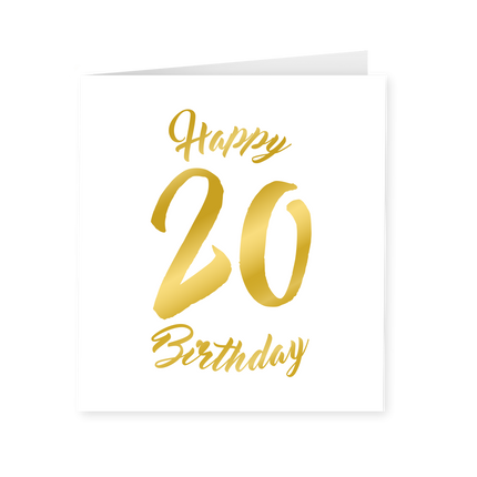 Carte 20 ans Or Blanc 15cm