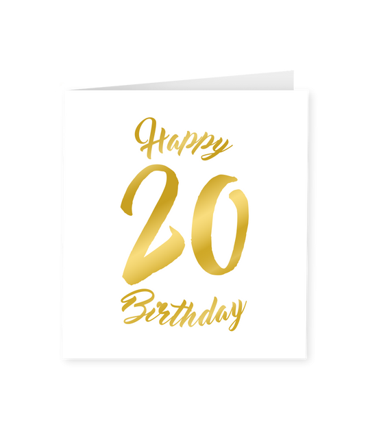 Carte 20 ans Or Blanc 15cm