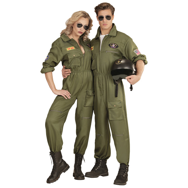 Costume de pilote vert foncé