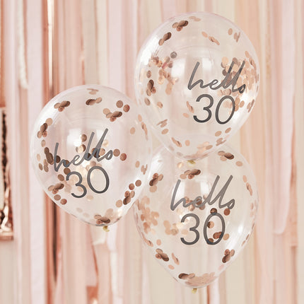 Ballons confettis or rose 30 ans 30cm 5pcs