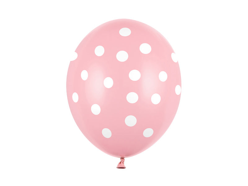 Ballons de baudruche rose pâle à pois blancs 30cm 6pcs