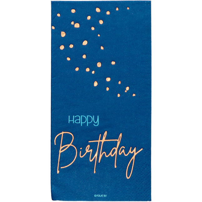 Serviettes de table Happy Birthday Bleu 33cm 10pcs