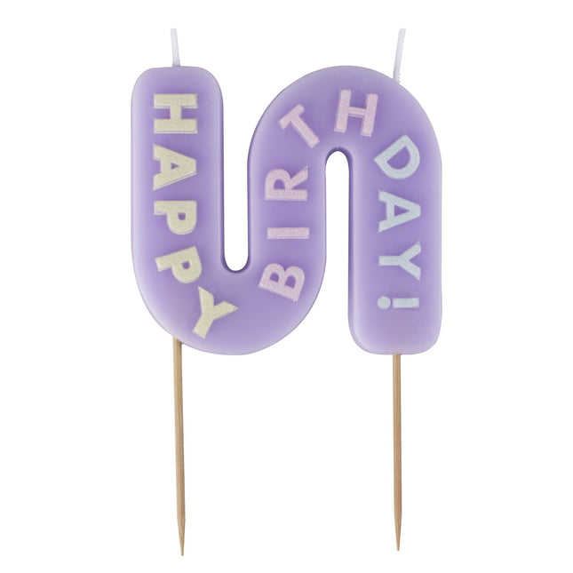 Bougie de joyeux anniversaire lilas